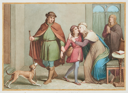 Raphael leaving the family home, c.1831-33 (w/c with pen and black ink over graphite)