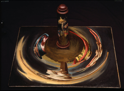 Christ on the Cross (Anamorphosis), c.1640 (oil on wood)