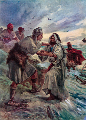 Paul shipwrecked (colour litho)