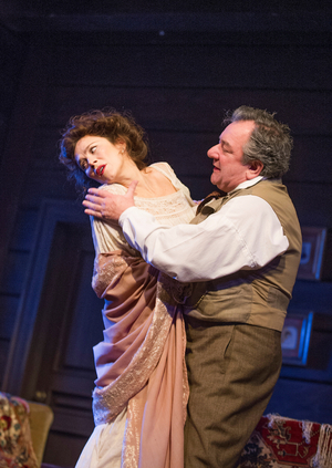 Anna Friel (Yelena) and Ken Stott (Vanya) in Uncle Vanya by Anton Chekhov at Vaudeville. directed by Lindsay Posner. Designer Christopher Oram. Translated by Christopher Hampton. (Opening 2-11-12) (photo)