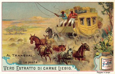 Mail coach in the Transvaal (chromolitho)