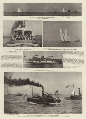 The "America" Cup Contest as seen through the Camera (b/w photo)