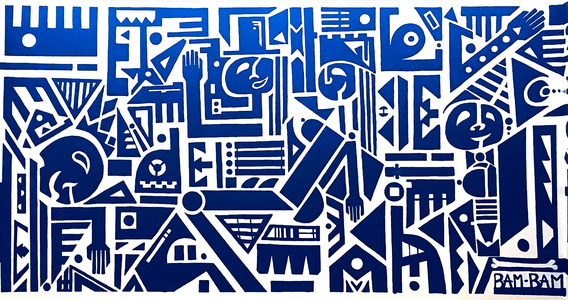 Blue Dancers, 2018 (emulsion on wall)