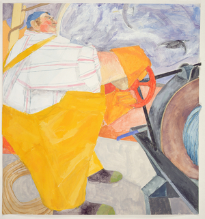 George Shoots Off The Net (oil on card)
