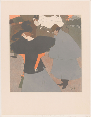 Woman Followed by a Gentleman, 1897 (colour litho)