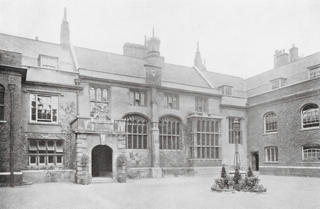 Finsbury, The Charterhouse, Master's Court, N range with Great Hall, mid 16th-century, Porch, late 17th-century, etc (b/w photo)