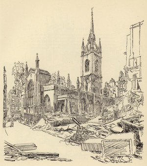 St Dunstan's in the east (litho)
