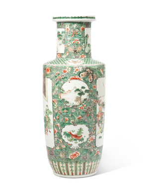 A famille verte 'Romance of the Three Kingdoms' Rouleau vase (ceramic)