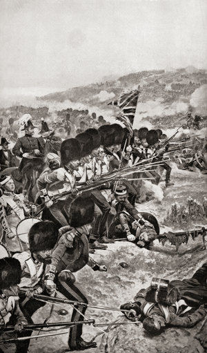 The Storming of the Great Redoubt at the Battle of the Alma, September 20, 1854. From the picture by R. Caton Woodville.  From the book "V.R.I. Her Life and Empire" by The Marquis of Lorne, K.T. now his grace The Duke of Argyll.