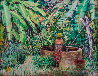 Banana by the Well, 2023 (oil on board)