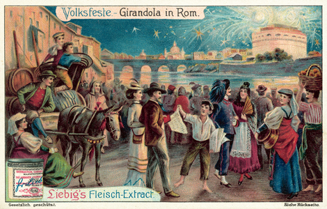 Firework display in Rome (chromolitho)