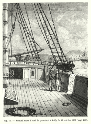 Samuel Morse a bord du paquebot le Sully, le 13 octobre 1832 (engraving)