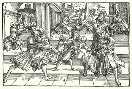 Fencing scene (engraving)
