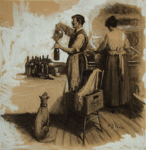 The Bootleggers  (Charcoal and gouache on board)