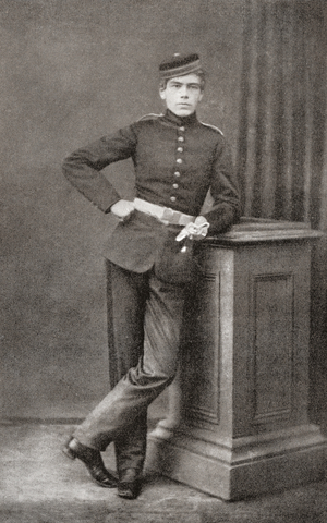Lord Kitchener as a cadet at Woolwich Academy, aged 17.  Field Marshal Horatio Herbert Kitchener, 1st Earl Kitchener, 1850  1916. British Field Marshal.   From Field Marshal Lord Kitchener, His Life and Work for the Empire, published 1916.