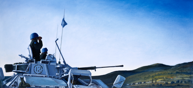 Balkan Dusk. Bosnia, 1994 (oil on board)