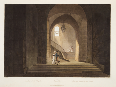 Staircase leading to the Chapel,  illustration from 'Versailles, Paris and Saint Denis',  pub. 1806 (aquatint)