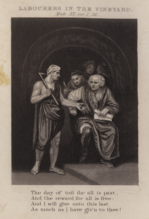 Labourers in the vineyard, Matthew XX, ver 1, 16 (engraving)