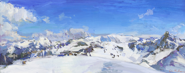 Mont Blanc from Col de la Loze, merkbel, 2018 (oil on board)