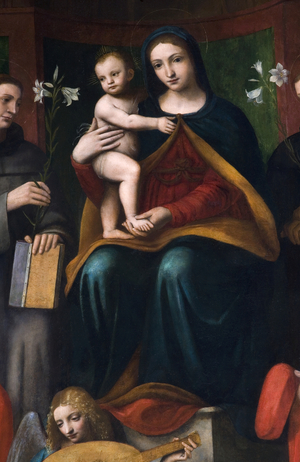 Holy Conversation, Pala Raimondi, 1517-18 (oil on board) (detail of 3496808)