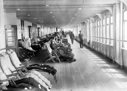 Passengers on board the passenger ship 'Bremen', 1930 (b/w photo)