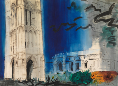 The Church of St Mary the Virgin, West Walton, Norfolk (watercolour and bodycolour, ink and charcoal)