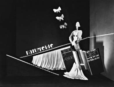 Showcase with products made of natural silk, 1929 (b/w photo)