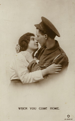 When You Come Home. A soldier and his sweetheart (b/w photo)