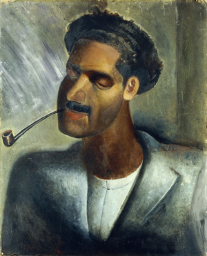 Man with Pipe; Hombre con Pipa,  (oil on board)