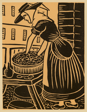 Old London: Oyster seller (woodcut)
