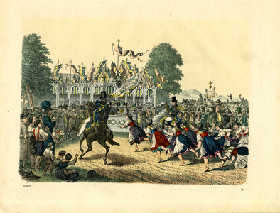 Folk Festival with Procession and Traditional Costumes (hand-coloured litho)