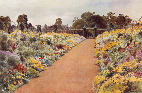 The Double Borders in the East Garden, Sandringham (colour litho)