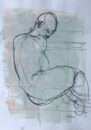 Sketchbook 45, 2025 (tempera paint, charcoal on paper)