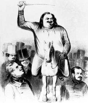 Honore de Balzac (1799-1850) French novelist, cartoon by Platier, engraving