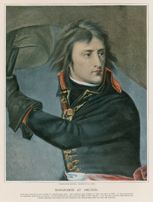 Bonaparte at Arcole (colour litho)