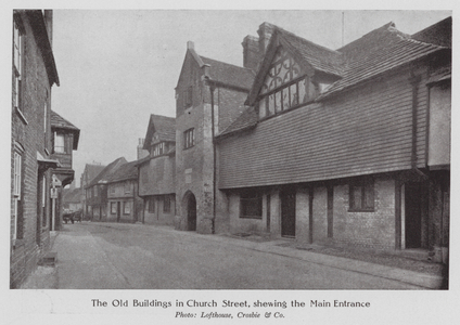 Old buildings of Steyning Grammar School, Church Street, Steyning, Sussex (b/w photo)