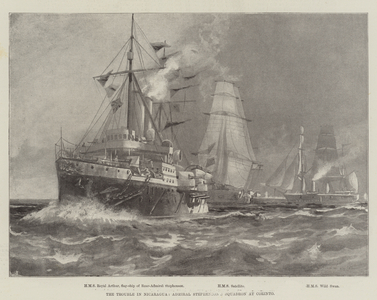 The Trouble in Nicaragua, Admiral Stephenson's Squadron at Corinto (engraving)