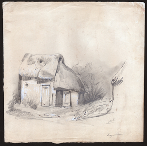 A thatched cottage in the centre of France. ca. 1830 (illustration)
