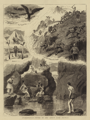 Afghanistan, Notes in and about Camp Peywan (engraving)