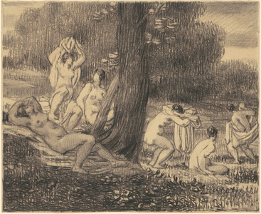 Bathers, 1860s-1870s (charcoal on paper)