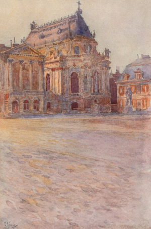 The Chapel, Versailles (colour litho)
