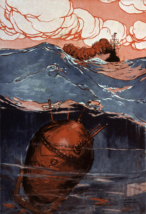 WW1: Naval mine, 1915 (illustration)