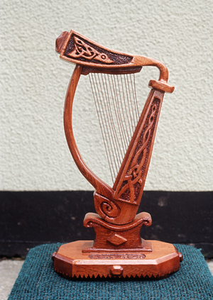 Model of Celtic Harp made by Republican Prisoners in Long Kesh Internmet Camp during The Troubles, Northern Ireland, Long Kesh, 1972 (photo)