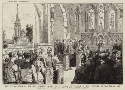 The Consecration of the New English Church of St Alban, Copenhagen, in the Presence of the Prince and Princess of Wales and the Danish Royal Family (engraving)