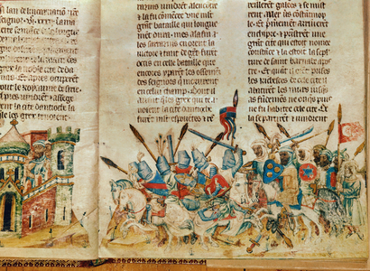 Cavaliers under the command of Byzantine Emperor Heraclius, c.1350-1350 (illumination on parchment)