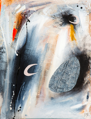 Moon and Egg, 2017 (acrylic and plaster on hardboard)