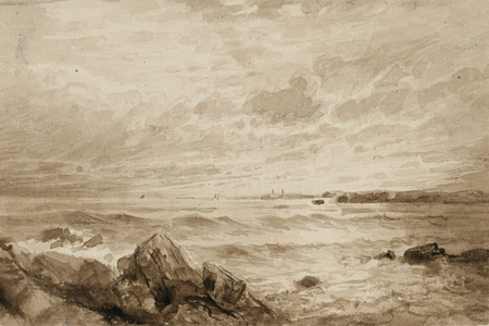 Rocks and Sea (wash on paper)