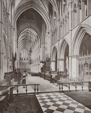 Southwark Cathedral, the Choir and Nave, looking West (b/w photo)