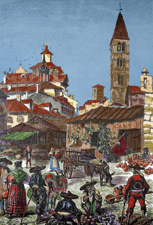 Spain. Valladolid. Engraving.