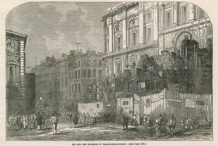 Old and new buildings in Threadneedle Street, London (engraving)